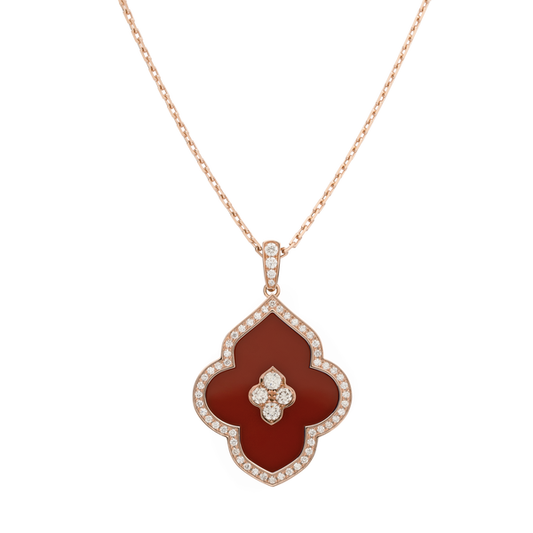 LUCE COLOUR - PENDANT SEMI PAVE  ROSE GOLD CORNELIAN & 4 DIAMONDS L