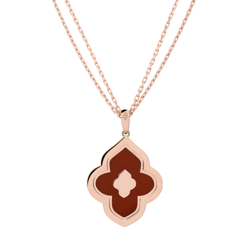 LUCE COLOUR - PENDANT SEMI PAVE  ROSE GOLD CORNELIAN & 4 DIAMONDS L