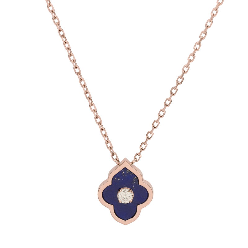 LUCE COLOUR - PENDANT ROSE GOLD LAPIS LAZULI & 1 DIAMOND S