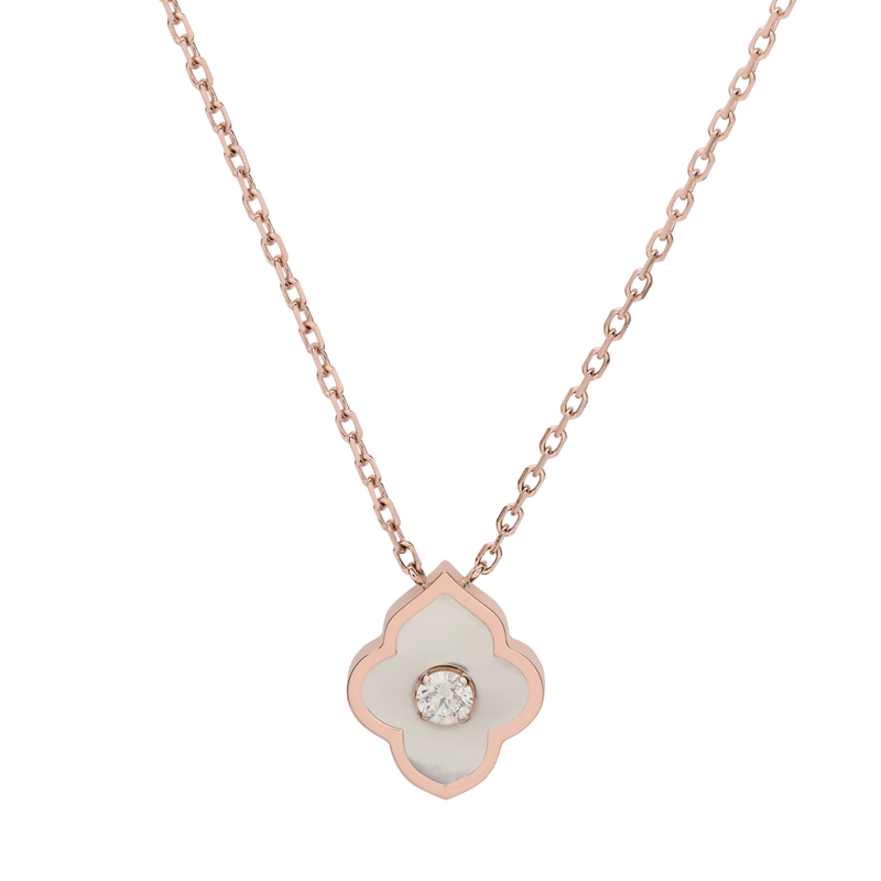 LUCE COLOUR - PENDANT ROSE GOLD MOTHER OF PEARL & 1 DIAMOND S