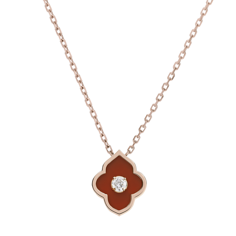 LUCE COLOUR - PENDANT ROSE GOLD CORNELIAN & 1 DIAMOND S