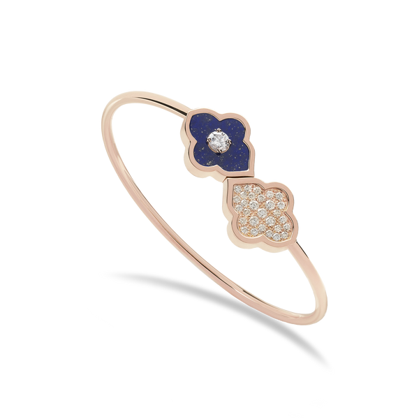 LUCE COLOUR - BRACELET FLEX TOI ET MOI ROSE GOLD PAVE LAPIS LAZULI & 1 DIAMOND