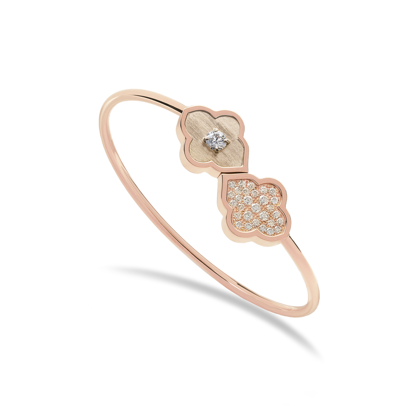 LUCE COLOUR - BRACELET FLEX TOI ET MOI OR ROSE PAVE &AMP; 1 DIAMANT