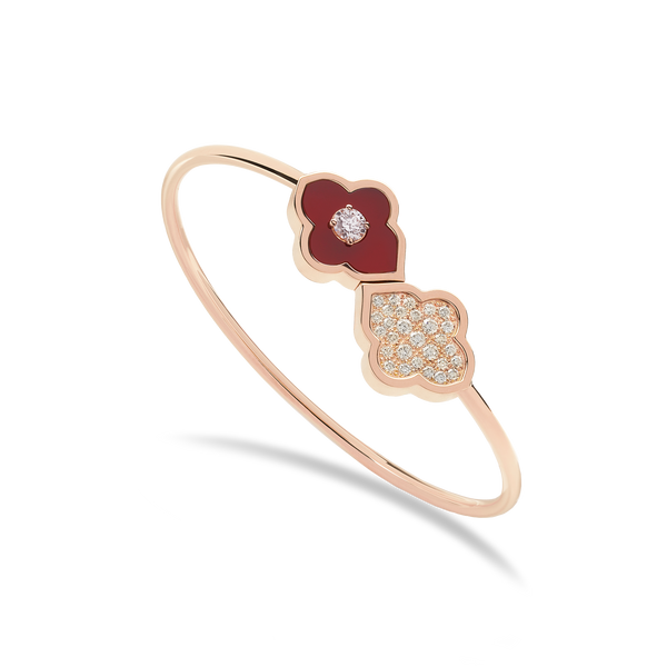 LUCE COLOUR - BRACELET FLEX TOI ET MOI ROSE GOLD PAVE CORNELIAN & 1 DIAMOND