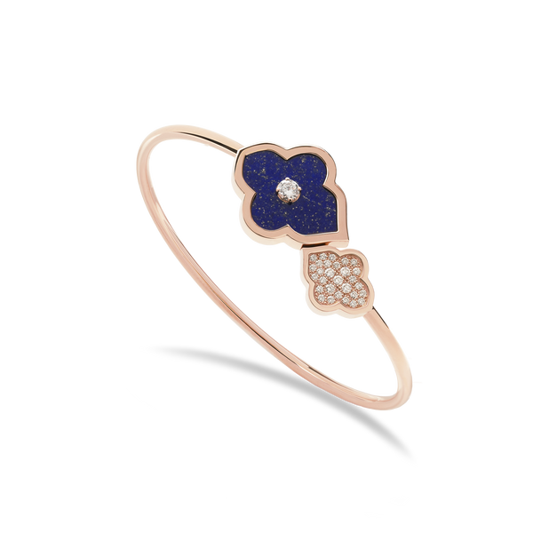 LUCE COLOUR - BRACELET FLEX TOI ET MOI S-M ROSE GOLD PAVE LAPIS LAZULI & 1 DIAMOND