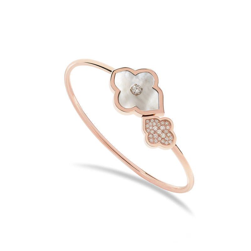 LUCE COLOUR - BRACELET FLEX TOI ET MOI S-M ROSE GOLD PAVE MOTHER OF PEARL & 1 DIAMOND