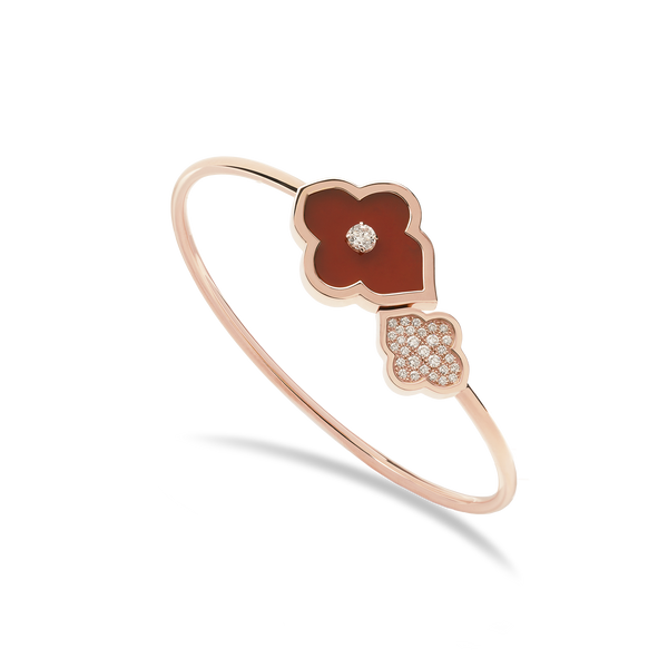 LUCE COLOUR - BRACELET FLEX TOI ET MOI S-M ROSE GOLD PAVE CORNELIAN & 1 DIAMOND