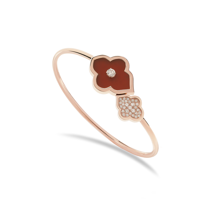 LUCE COLOUR - BRACELET FLEX TOI ET MOI S-M ROSE GOLD PAVE CORNELIAN & 1 DIAMOND