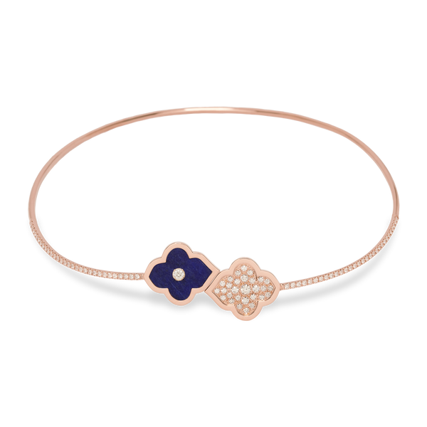 LUCE COLOUR - NECKLACE FLEX SEMI PAVE ROSE GOLD PAVE LAPIS LAZULI & 1 DIAMOND