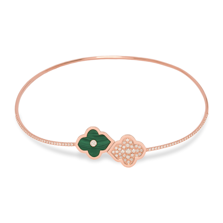 LUCE COLOUR - COLLIER FLEX SEMI PAVE OR ROSE PAVE MALACHITE &AMP; 1 DIAMANT