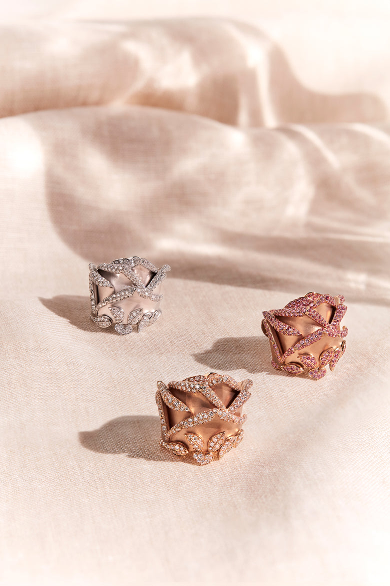 Rose of Hope - Satin Rose Gold and Diamond Ring