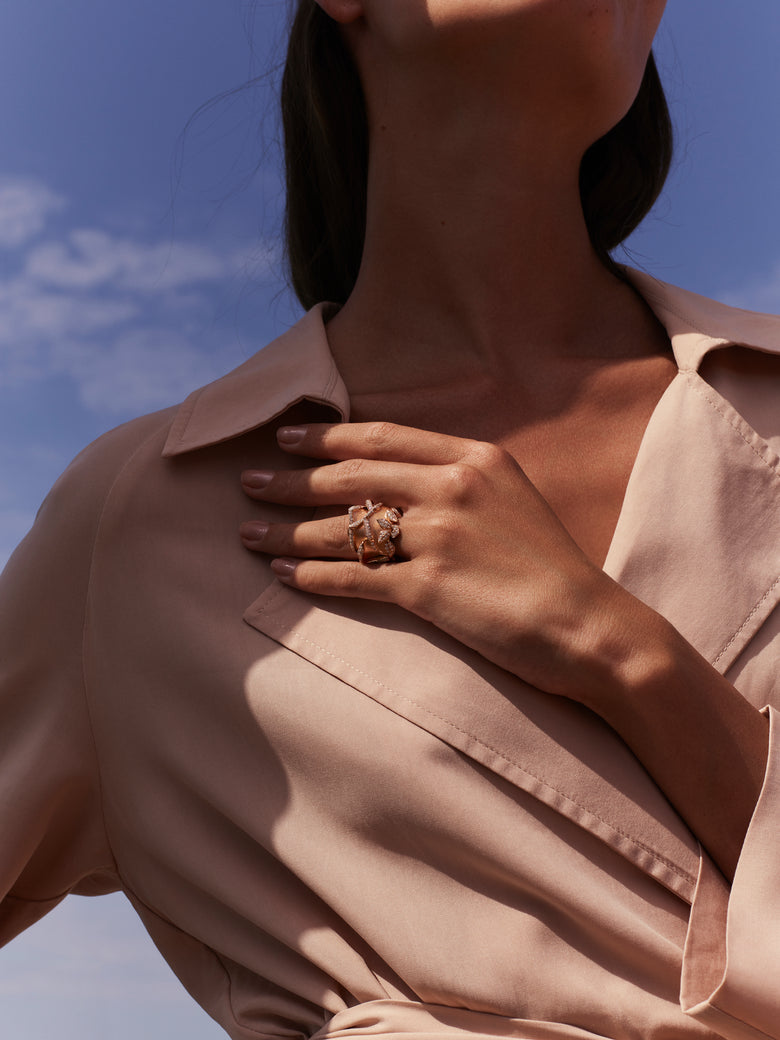 Rose of Hope - Satin Rose Gold and Diamond Ring