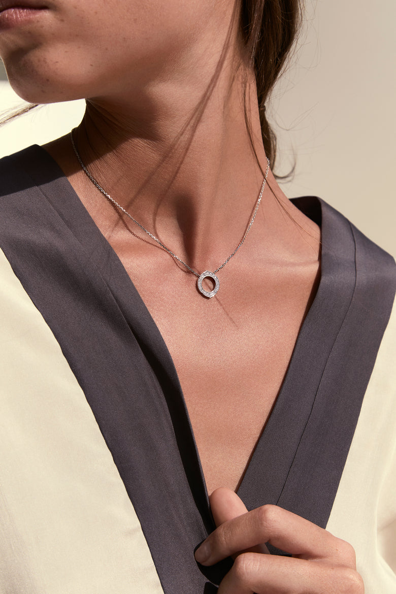 Aura - Pendentif Or Blanc Diamants