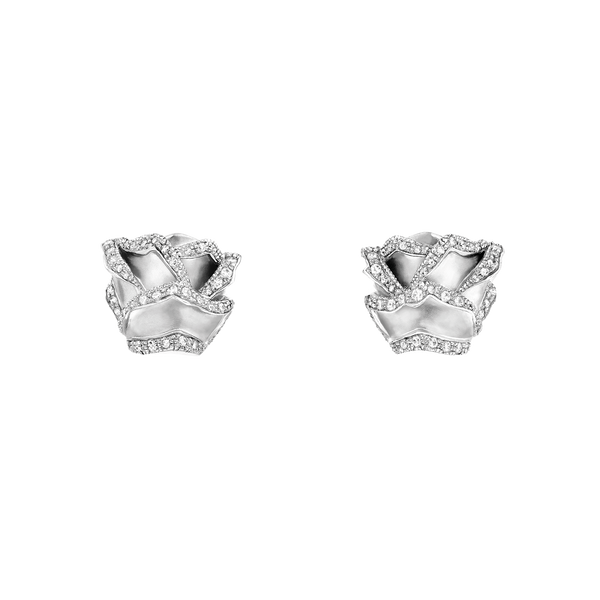 Rose of Hope - Satin White Gold and Diamond Earrings
