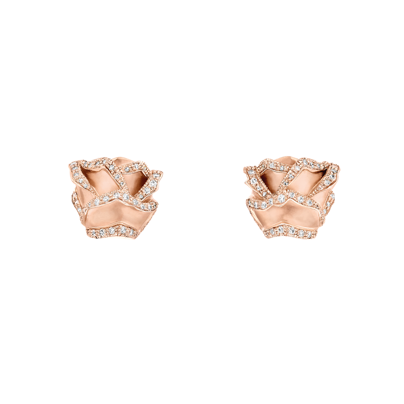 Rose of Hope - Satin White Gold and Diamond Earrings