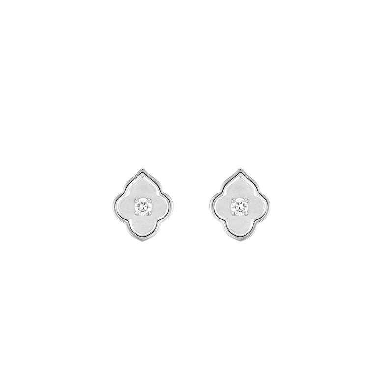 Luce - 1 Diamond White Gold Stud Earrings