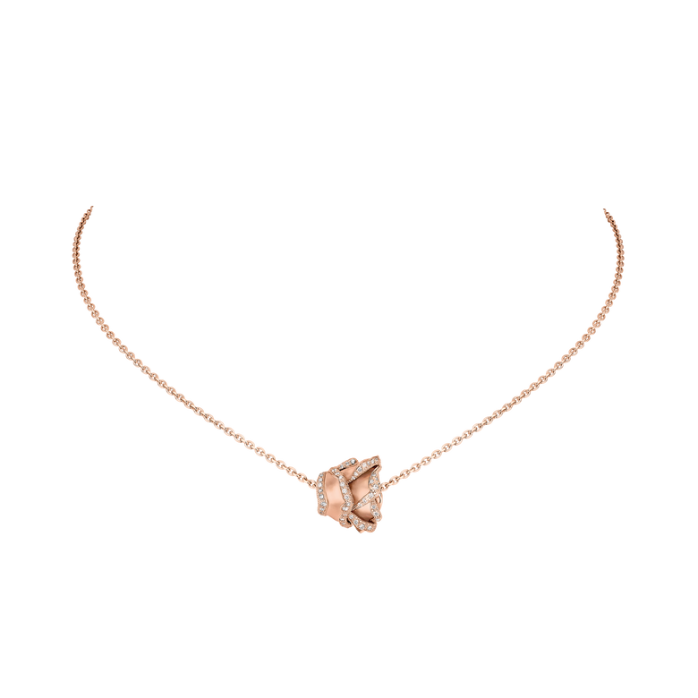 Rose of Hope - Satin Rose Gold and Diamond Pendant
