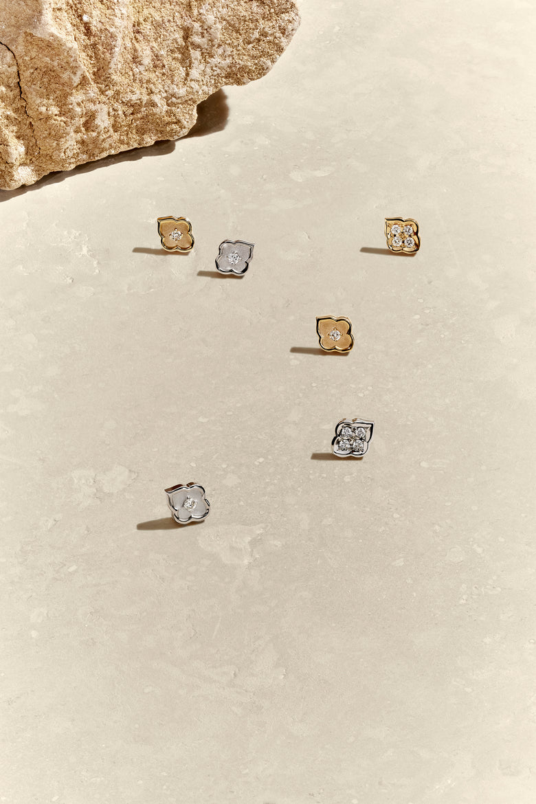 Luce - 4 Diamond Rose Gold Stud Earrings