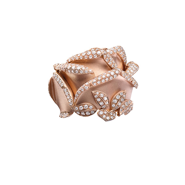 Rose of Hope - Satin Rose Gold and Diamond Ring