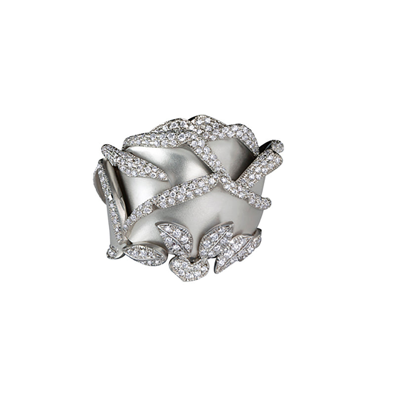 Rose of Hope - Satin White Gold and Diamond Ring