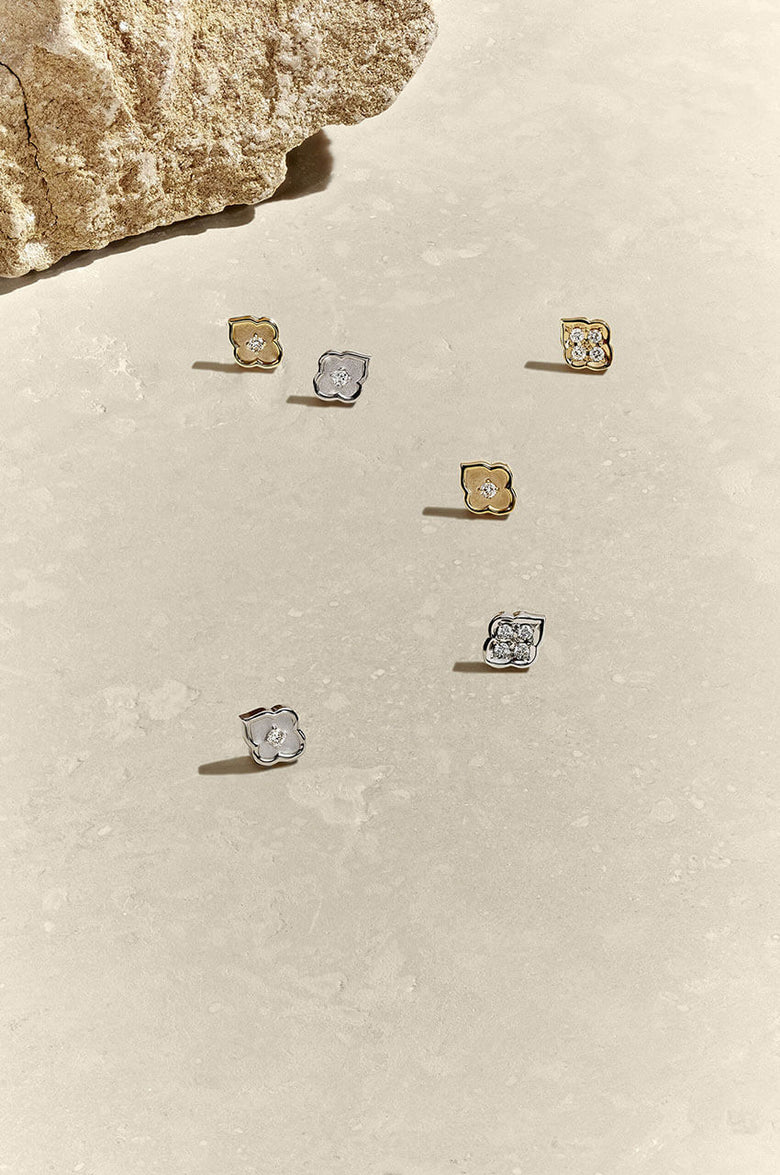 Luce - 1 Diamond White Gold Stud Earrings